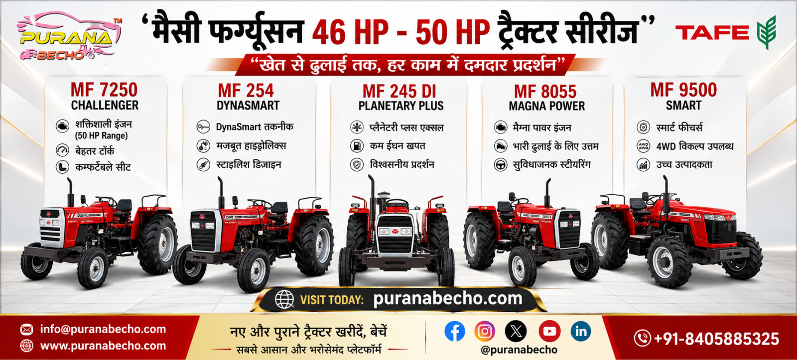 Massey Ferguson 46 HP – 50 HP Tractor Series: Price, Features, Specifications & Performance